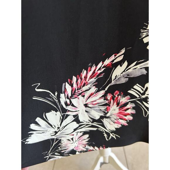 black floral Dress midi Tropical sheer long sleeve MSRP $128 Wedding Guest 8 - Picture 8 of 14